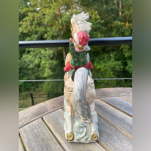 VIntage Omnibus Fitz and floyd Christmas Water Pitcher Jug Elf Horse Christmas - Picture 2 of 8